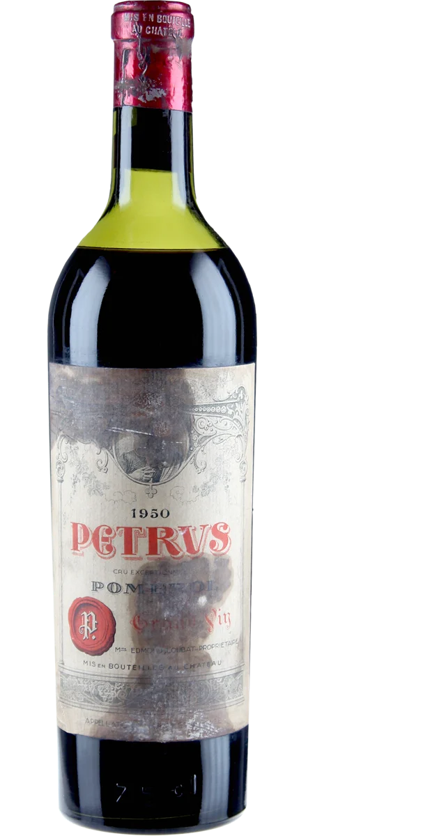 Pétrus 1949 by Château Pétrus, Pomerol, red wine bottle